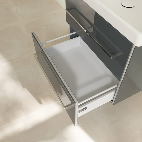 Villeroy and Boch Avento Crystal Grey 600mm Wall Hung 2 Drawer Vanity Unit - Image 7