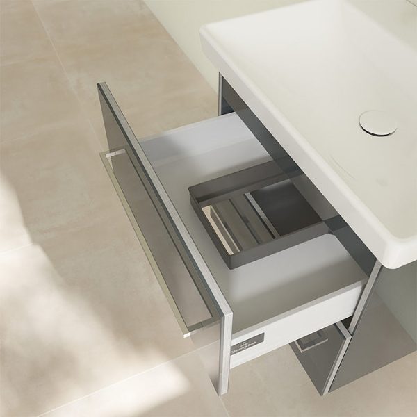 Villeroy and Boch Avento Crystal Grey 600mm Wall Hung 2 Drawer Vanity Unit - Image 2