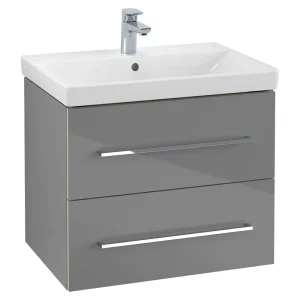 Villeroy and Boch Avento Crystal Grey 600mm Wall Hung 2 Drawer Vanity Unit