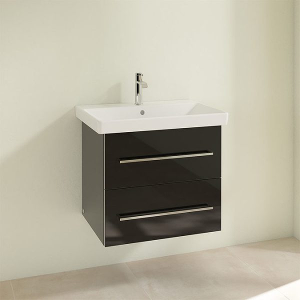 Villeroy and Boch Avento Crystal Black 600mm Wall Hung 2 Drawer Vanity Unit - Image 3