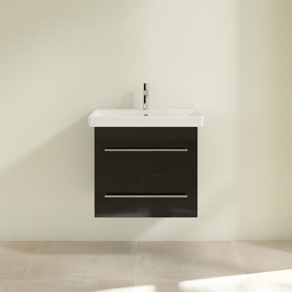 Villeroy and Boch Avento Crystal Black 600mm Wall Hung 2 Drawer Vanity Unit - Image 4