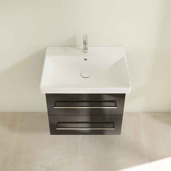 Villeroy and Boch Avento Crystal Black 600mm Wall Hung 2 Drawer Vanity Unit - Image 5
