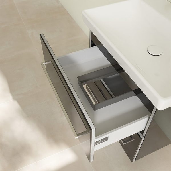 Villeroy and Boch Avento Crystal Black 600mm Wall Hung 2 Drawer Vanity Unit - Image 2