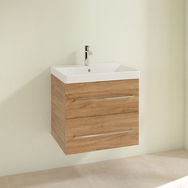 Villeroy and Boch Avento Oak Kansas 600mm Wall Hung 2 Drawer Vanity Unit - Image 3