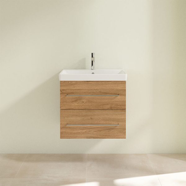 Villeroy and Boch Avento Oak Kansas 600mm Wall Hung 2 Drawer Vanity Unit - Image 4