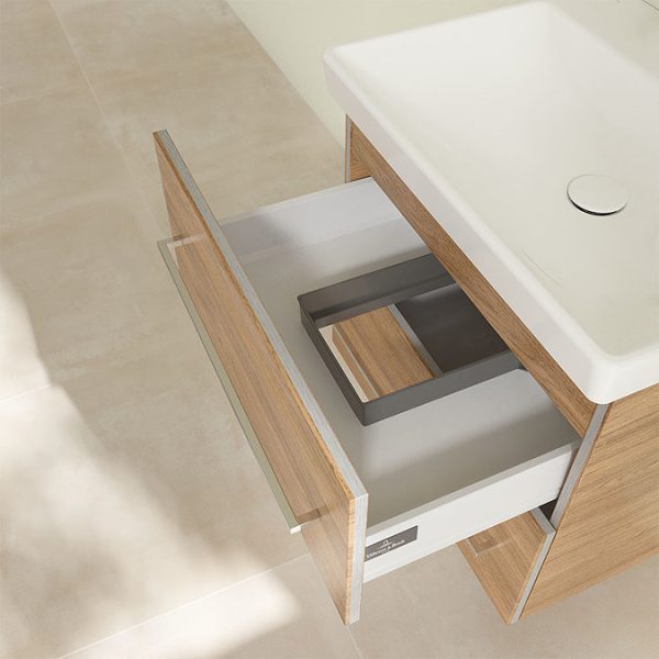 Villeroy and Boch Avento Oak Kansas 600mm Wall Hung 2 Drawer Vanity Unit - Image 2