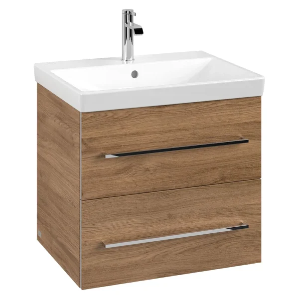 Villeroy and Boch Avento Oak Kansas 600mm Wall Hung 2 Drawer Vanity Unit