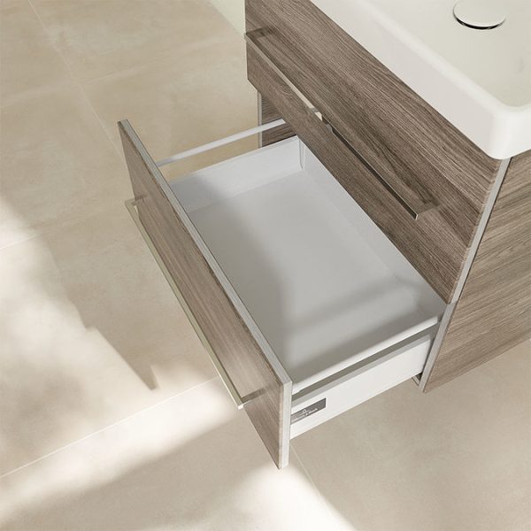 Villeroy and Boch Avento Stone Oak 600mm Wall Hung 2 Drawer Vanity Unit - Image 7