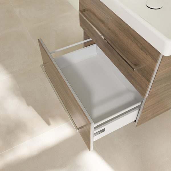 Villeroy and Boch Avento Arizona Oak 600mm Wall Hung 2 Drawer Vanity Unit - Image 7