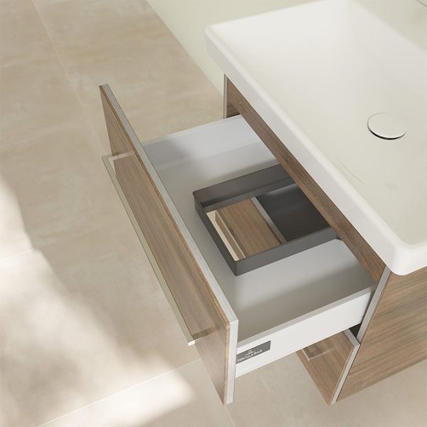 Villeroy and Boch Avento Arizona Oak 600mm Wall Hung 2 Drawer Vanity Unit - Image 2