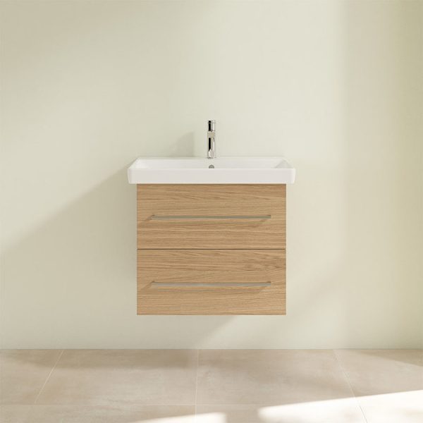 Villeroy and Boch Avento Nordic Oak 600mm Wall Hung 2 Drawer Vanity Unit - Image 4