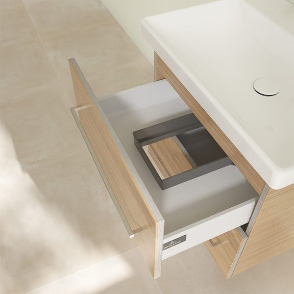 Villeroy and Boch Avento Nordic Oak 600mm Wall Hung 2 Drawer Vanity Unit - Image 2
