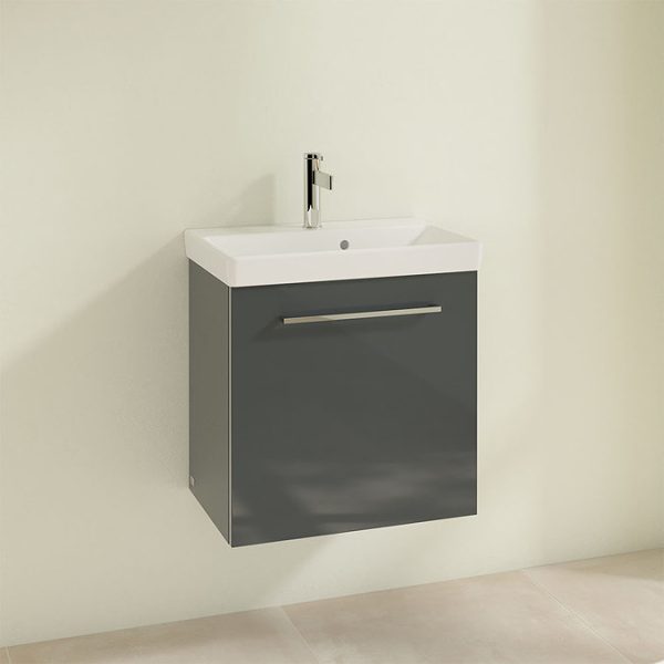 Villeroy and Boch Avento Crystal Grey 550mm Wall Hung 1 Door Vanity Unit - Image 3