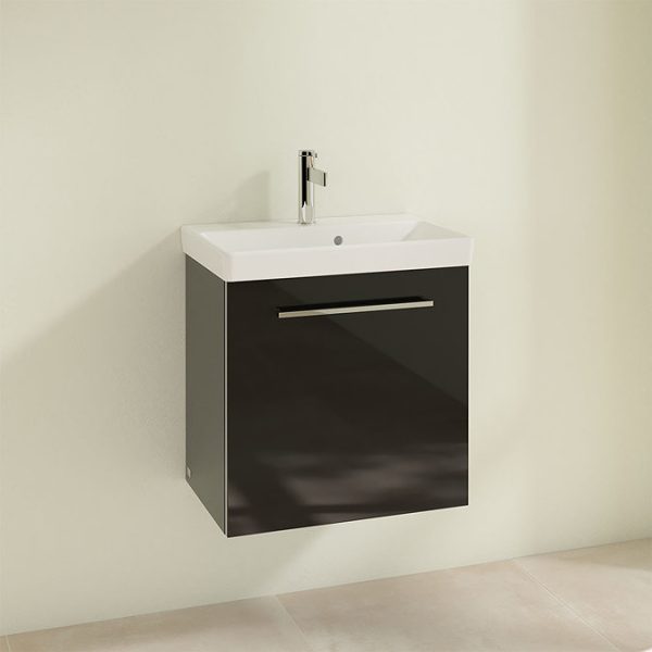 Villeroy and Boch Avento Crystal Black 550mm Wall Hung 1 Door Vanity Unit - Image 3