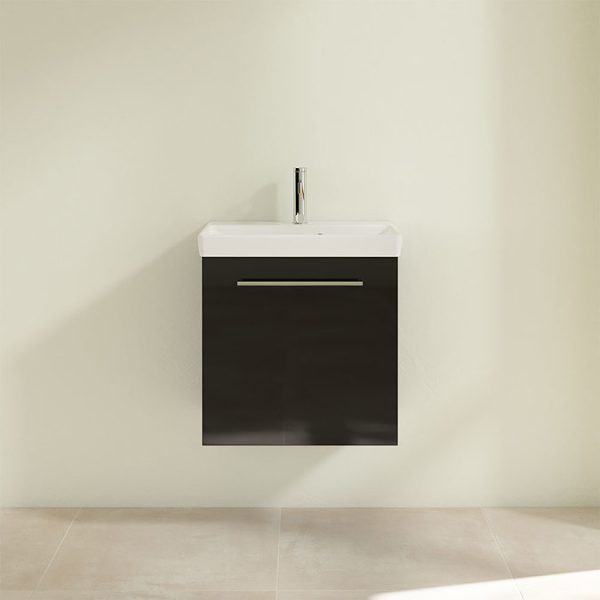 Villeroy and Boch Avento Crystal Black 550mm Wall Hung 1 Door Vanity Unit - Image 4