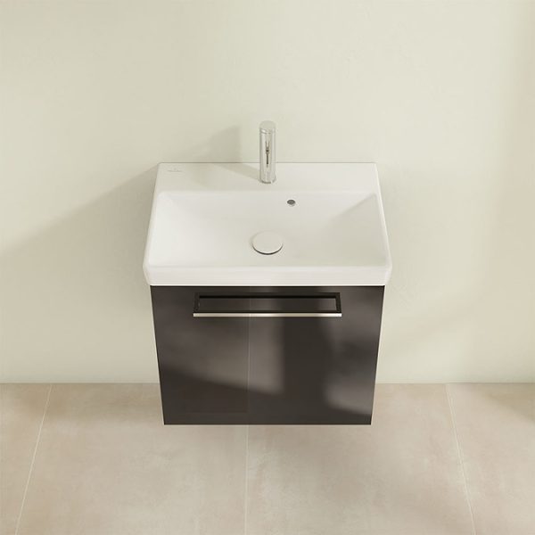 Villeroy and Boch Avento Crystal Black 550mm Wall Hung 1 Door Vanity Unit - Image 5