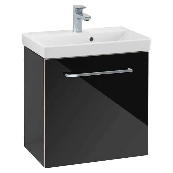 Villeroy and Boch Avento Crystal Black 550mm Wall Hung 1 Door Vanity Unit