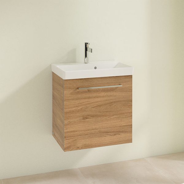 Villeroy and Boch Avento Oak Kansas 550mm Wall Hung 1 Door Vanity Unit - Image 3