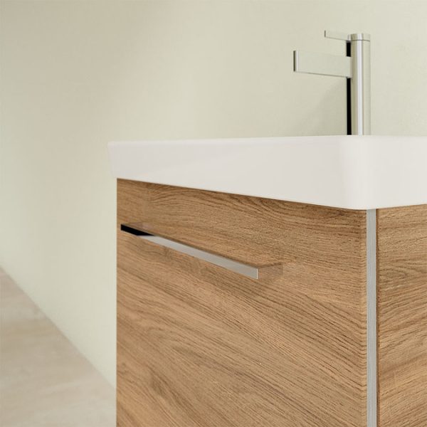 Villeroy and Boch Avento Oak Kansas 550mm Wall Hung 1 Door Vanity Unit - Image 2