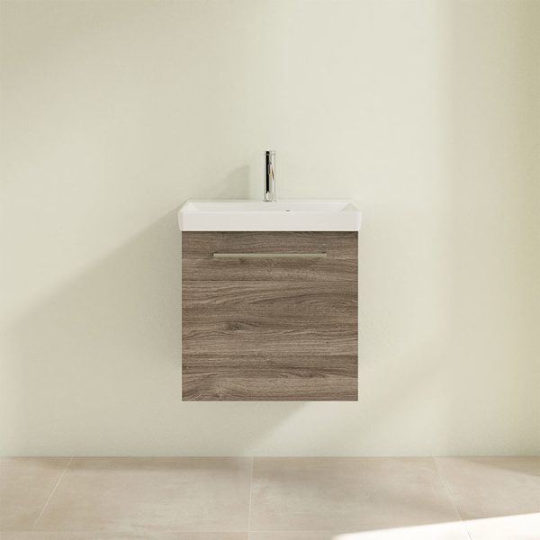 Villeroy and Boch Avento Stone Oak 550mm Wall Hung 1 Door Vanity Unit - Image 4