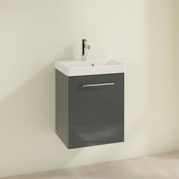 Villeroy and Boch Avento Crystal Grey 450mm Wall Hung 1 Door Vanity Unit - Image 3