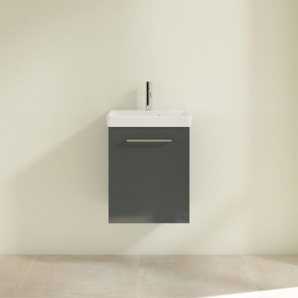 Villeroy and Boch Avento Crystal Grey 450mm Wall Hung 1 Door Vanity Unit - Image 4