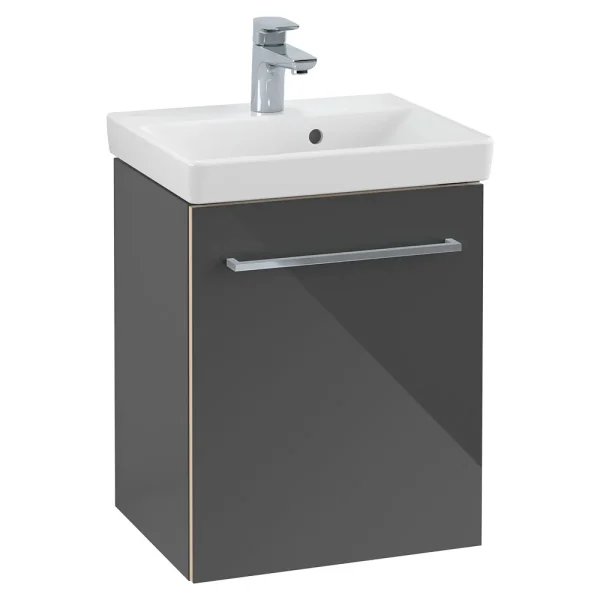 Villeroy and Boch Avento Crystal Grey 450mm Wall Hung 1 Door Vanity Unit