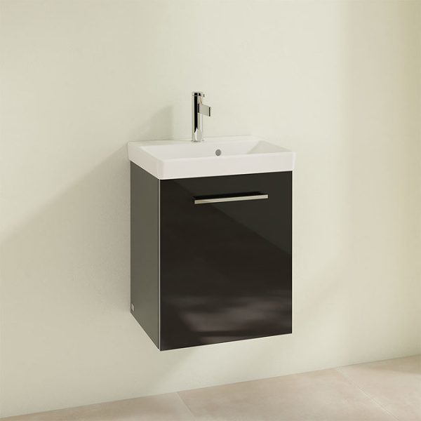 Villeroy and Boch Avento Crystal Black 450mm Wall Hung 1 Door Vanity Unit - Image 3