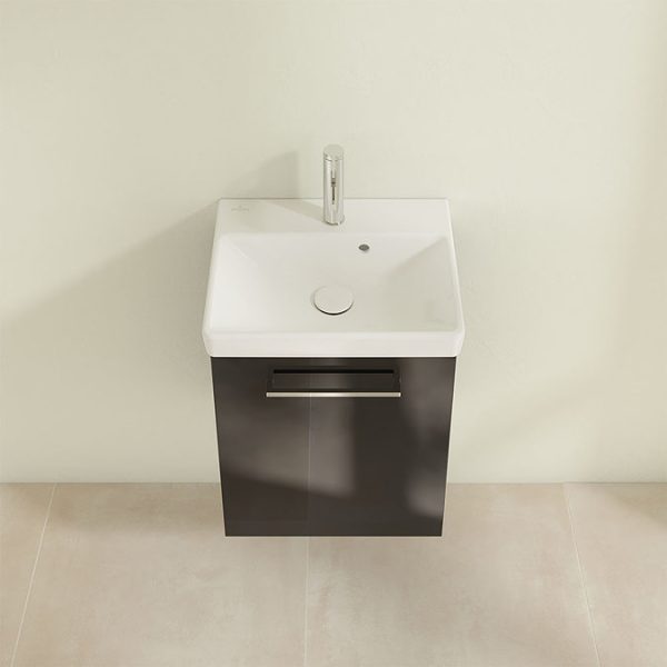 Villeroy and Boch Avento Crystal Black 450mm Wall Hung 1 Door Vanity Unit - Image 5