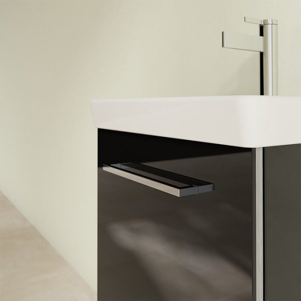 Villeroy and Boch Avento Crystal Black 450mm Wall Hung 1 Door Vanity Unit - Image 2