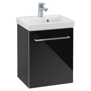 Villeroy and Boch Avento Crystal Black 450mm Wall Hung 1 Door Vanity Unit