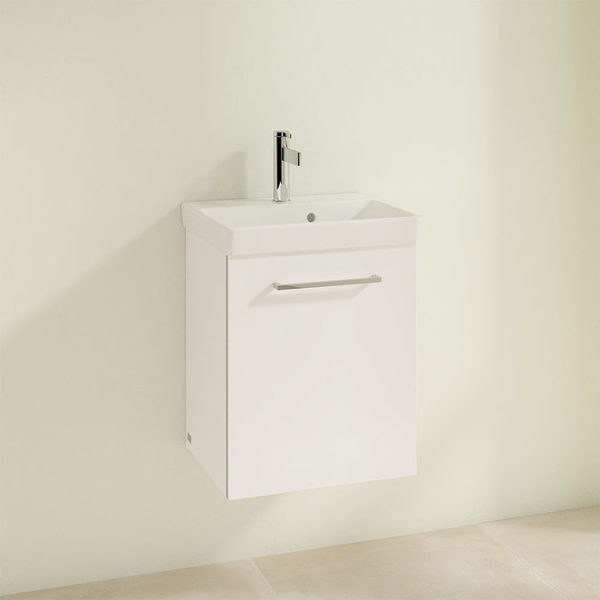 Villeroy and Boch Avento Crystal White 450mm Wall Hung 1 Door Vanity Unit - Image 3