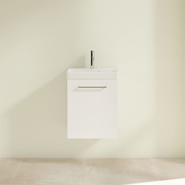 Villeroy and Boch Avento Crystal White 450mm Wall Hung 1 Door Vanity Unit - Image 4