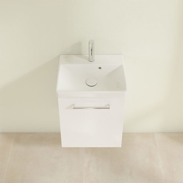 Villeroy and Boch Avento Crystal White 450mm Wall Hung 1 Door Vanity Unit - Image 5