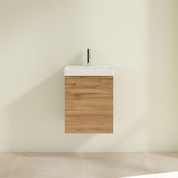 Villeroy and Boch Avento Oak Kansas 450mm Wall Hung 1 Door Vanity Unit - Image 4