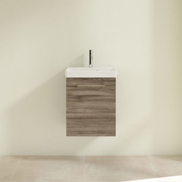 Villeroy and Boch Avento Stone Oak 450mm Wall Hung 1 Door Vanity Unit - Image 4