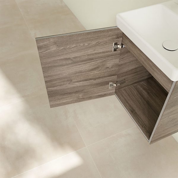 Villeroy and Boch Avento Stone Oak 450mm Wall Hung 1 Door Vanity Unit - Image 7