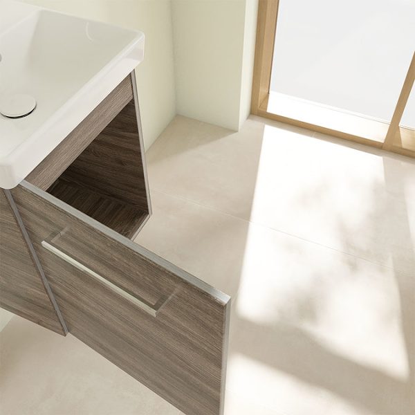 Villeroy and Boch Avento Stone Oak 450mm Wall Hung 1 Door Vanity Unit - Image 2