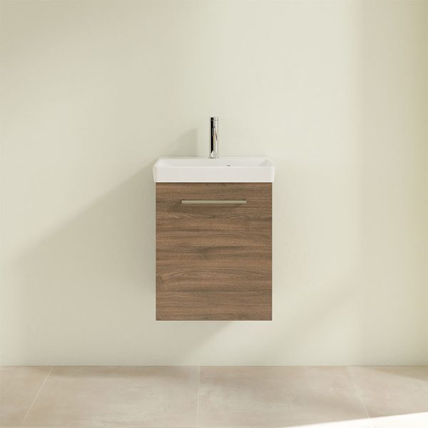 Villeroy and Boch Avento Arizona Oak 450mm Wall Hung 1 Door Vanity Unit - Image 4