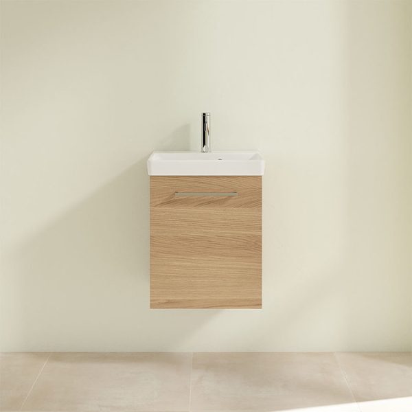 Villeroy and Boch Avento Nordic Oak 450mm Wall Hung 1 Door Vanity Unit - Image 4