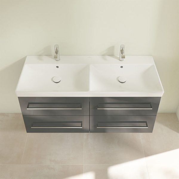 Villeroy and Boch Avento Crystal Grey 1200mm Wall Hung 4 Drawer Double Vanity Unit - Image 5