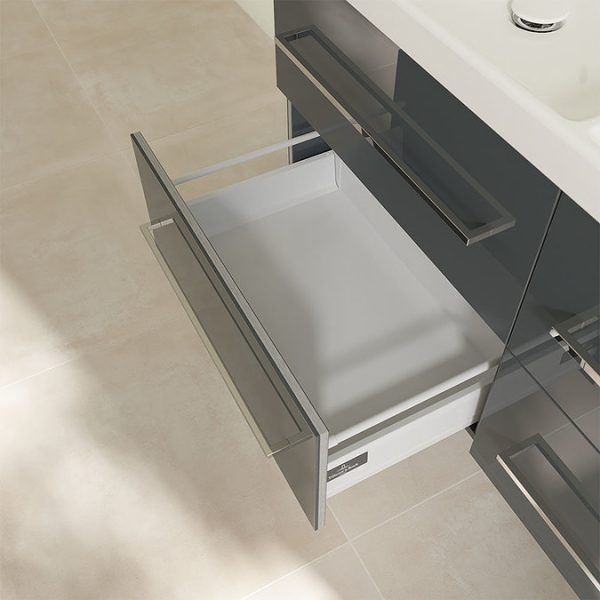 Villeroy and Boch Avento Crystal Grey 1200mm Wall Hung 4 Drawer Double Vanity Unit - Image 7
