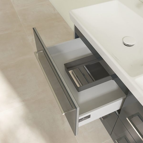 Villeroy and Boch Avento Crystal Grey 1200mm Wall Hung 4 Drawer Double Vanity Unit - Image 2
