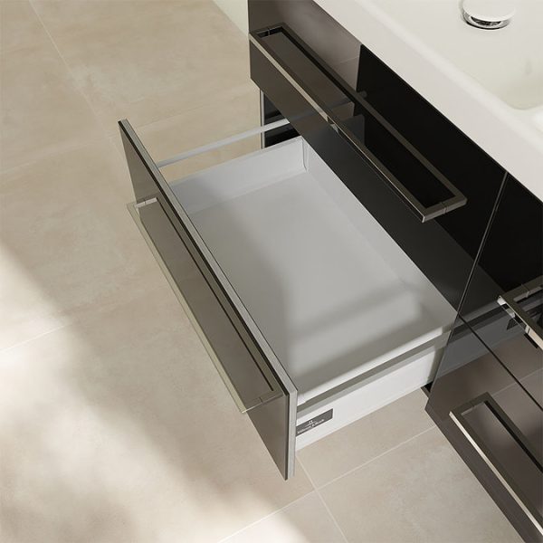 Villeroy and Boch Avento Crystal Black 1200mm Wall Hung 4 Drawer Double Vanity Unit - Image 7