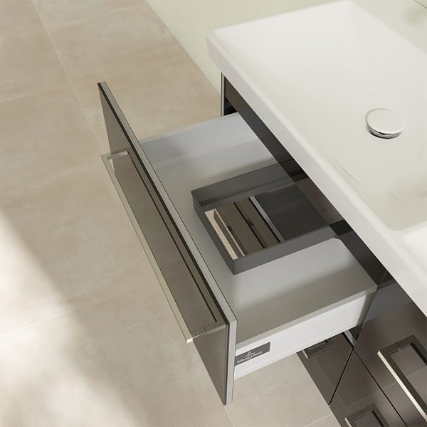 Villeroy and Boch Avento Crystal Black 1200mm Wall Hung 4 Drawer Double Vanity Unit - Image 2