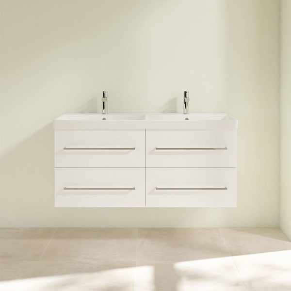 Villeroy and Boch Avento Double Vanity Unit 1180mm   Crystal White - Image 4