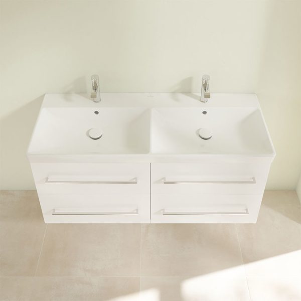 Villeroy and Boch Avento Double Vanity Unit 1180mm   Crystal White - Image 5