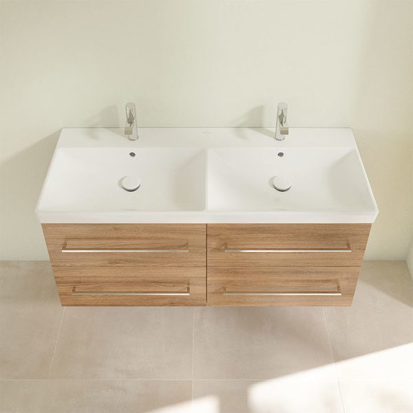 Villeroy and Boch Avento Oak Kansas 1200mm Wall Hung 4 Drawer Double Vanity Unit - Image 5