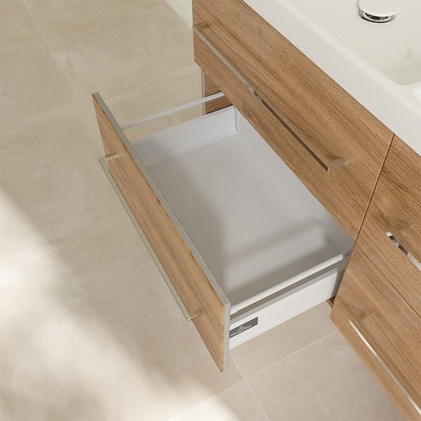 Villeroy and Boch Avento Oak Kansas 1200mm Wall Hung 4 Drawer Double Vanity Unit - Image 7