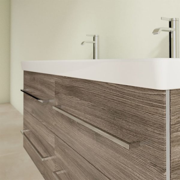 Villeroy and Boch Avento Stone Oak 1200mm Wall Hung 4 Drawer Double Vanity Unit - Image 6